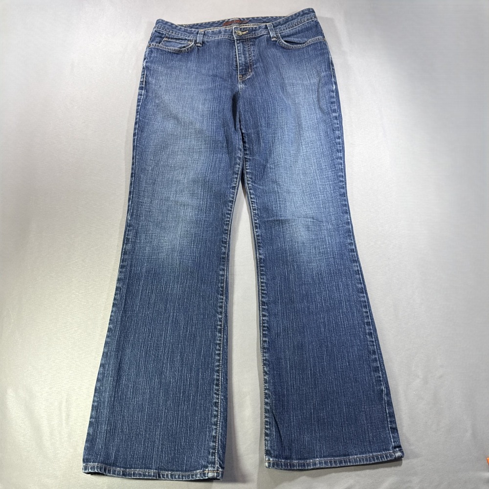 Eddie Bauer Women 12 Shaped Bootcut Jeans Medium Wash Blue Denim Americana 32x32